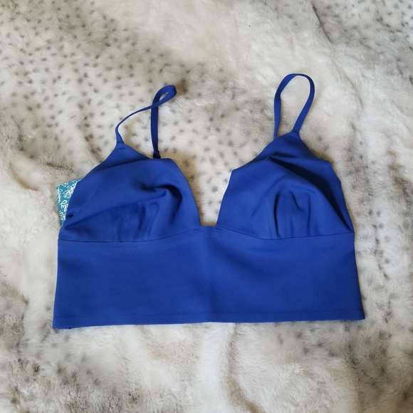 Free People Blue Long Line Triangle Bralette - Picture 1 of 5